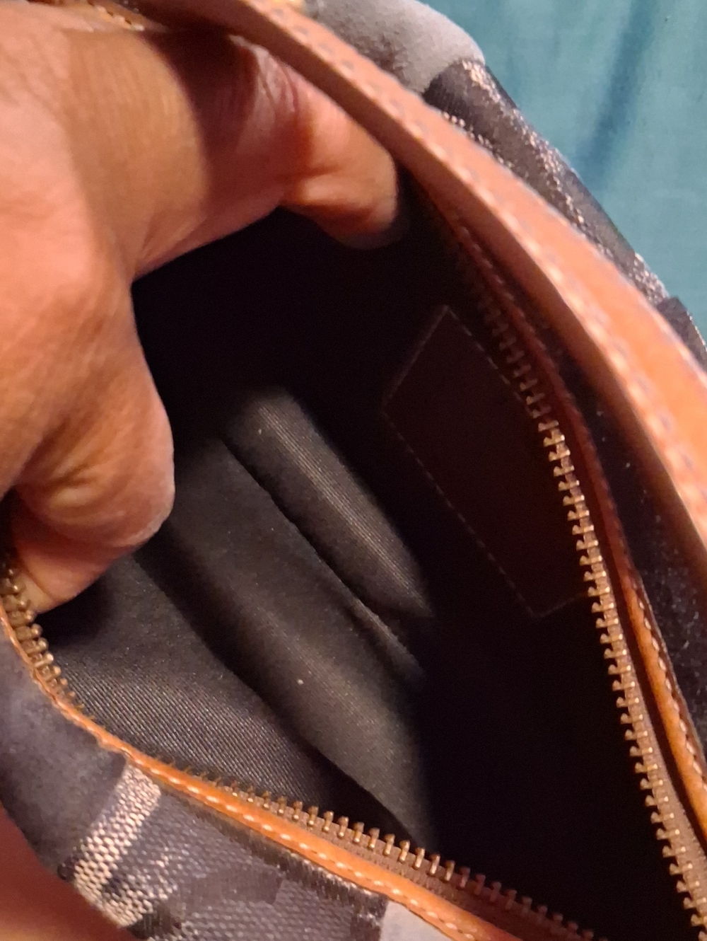 Coach Patchwork Denim Bagette in Navy, Cream and Brown - Picture 11 of 12